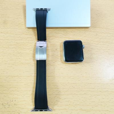 China Newest Oysterflex Rubber Wrist Watch Band Rubber Strap with Oyster Clasp Adapter for Apple iWatch SE/6/5/4/3/2/1 44mm 40mm 42mm 38mm for sale