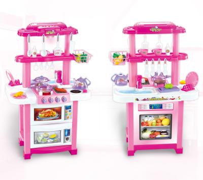 China ABS Plastic Pretend Play Set Simulation Deluxe Kitchen Toys Play Set With Light for sale