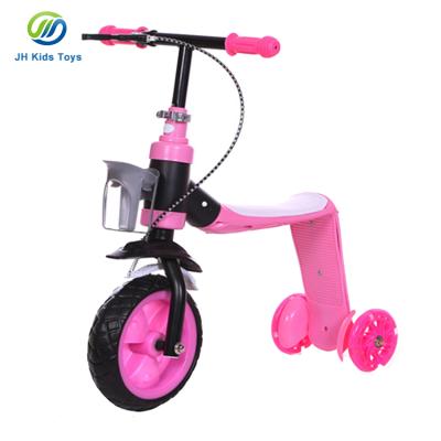 China PU wheels shape design 2 in 1 foldable pu wheels kids scooter with brake for sale