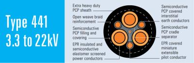 China Type 441.22 Reeling & Trailing Mining Cable 22kV AS/NZS 2802 2000 With Centralsemiconductive Cradle for sale