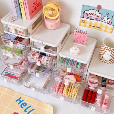 China New Fashion PP Plastic Desktop Makeup Bins Sustainable Table Drawer Storage Cosmetic Organizer Shelve Holder Box for sale