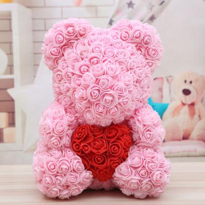 China Festival ; Home Decoration Customized Cute Gifts Rose Bear Artificial Flower Home Decor Novelty Heart Wedding Valentines Mothers Day Gifts for sale