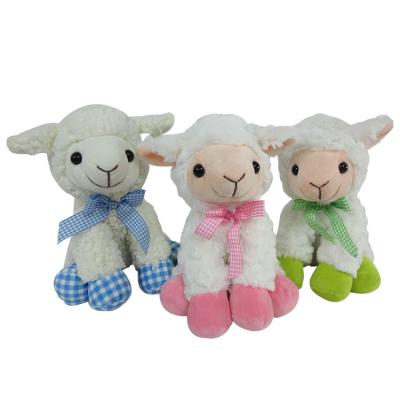 China Happy Plush Toy Sheep Toy With Ribbon Custom Sitting Easter Gift Toys Stuffed Toy Sheep for sale