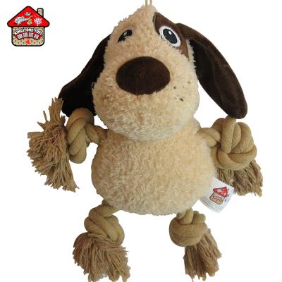 China Sustainable Pet Products Durable Plush Dog Toy With Cotton Rope Plush Squeaky Toys Chew Dog Toys for sale