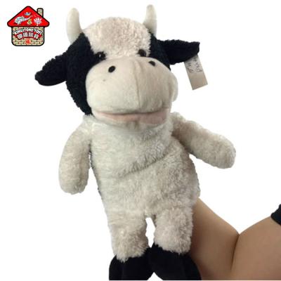 China Sale Plush Toy Cow Stuffed Animal Hand Puppet Toys / Gift With Sound for sale