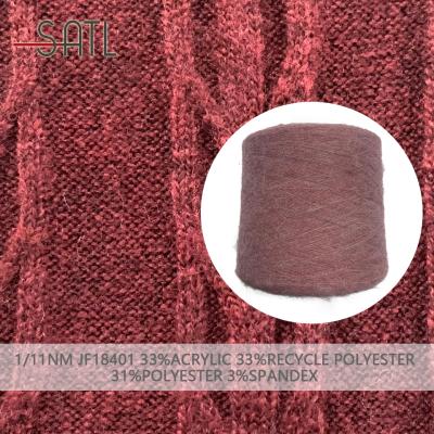 China Brush Chat Sustainable Fancy Yarn GRS 33%acrylic 33%recycle polyester 31%polyester 3%spandex crochet knitting yarn 1/11nm for sale