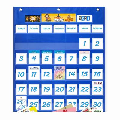 China Study Stationery Classroom Calendar and Time Cloth Pocket Chart Preschool Bag for sale