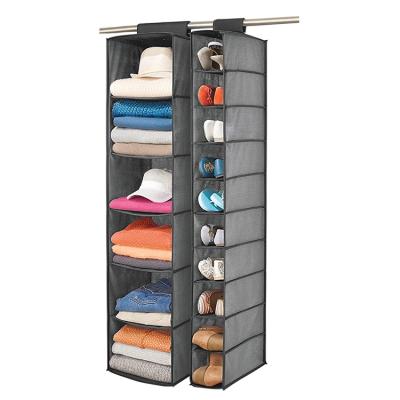 China Multi Layer Five Pocket Kids Waterproof Key Door Hanging Wall Mounted Cotton Canvas Space Clothing Metal Storage Bag for sale