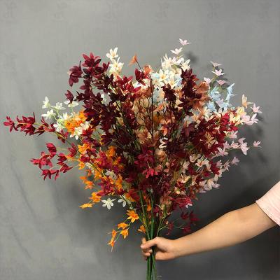 China Real Touch Promise Silk Oncidium Orchid Natural Blue Artificial Flower Bouquet For Home Decor for sale