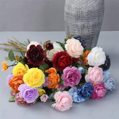 China Wholesale Silk Rose Artificial Flowers Bouquet Decorative Natural Touch Promise For Wholesale Artificial Flower Wedding Home Decor for sale