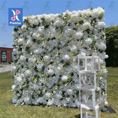 China Natural Promise Rolled Material Wall Artificial Flowers Wedding Stage Backdrop Flower Silk Fabric Silk Structure Touch Flower Wall for sale