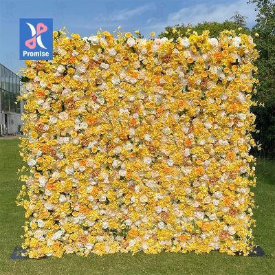 China Natural Touch Promise Wedding Backdrops Wall Customized Design 3D Floral Fabric Backdrops Wall Mounted Flower Wall For Wedding for sale