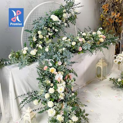 China Natural runner table wedding promise touch artificial flower wedding decoration backdrop flower floral factory direct for sale