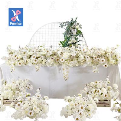 China High quality touch natural fabric flower runner event garland wedding table garland flower runner for sale