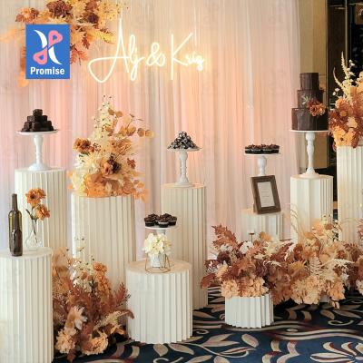 China Creative Eco-friendly Promise Wedding Props Folding Column Dessert Table Decoration Showcase Pearl Paper Display Beautiful for sale