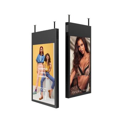 China 43 Inch Double Sided 4K Store Digital Signage Hanging Ceiling Mounted Advertising Store Window Display for sale