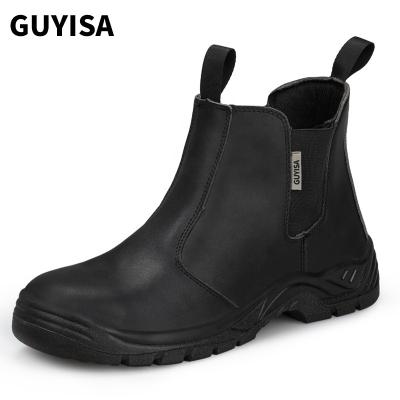 China GUYSIA Two-Layer Leather Workshop Work Work Anti-Puncture GUYSIA Iron Toe Waterproof Safety Anti-Sensation Boots Factory Direct Selling Waterproof Boots for sale