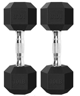 China Fitness Gym Hex Dumbbell Steel Rubber Coated Coated Dumbbell Equipment Rubber Covered Dumbbell for sale