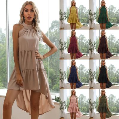 China Anti-Static Women Wear Dresses 2021 Summer Trending Casual Luxury Modest O-Neck Cocktail Dresses for sale