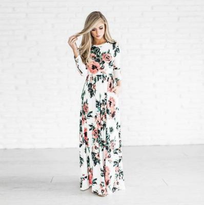 China Wholesale Anti-Static Pencil Dress For Women Long Sheath Elegant Floral Printed Casual Dress for sale