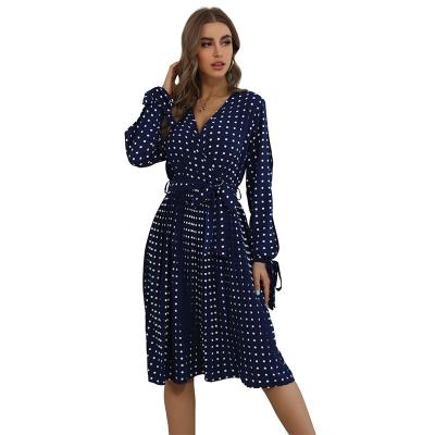 China Loose Polka Dot Womens Luxury Clothing Shein Anti-Static Deep V-Neckline Clothing 2021 Dresses for sale