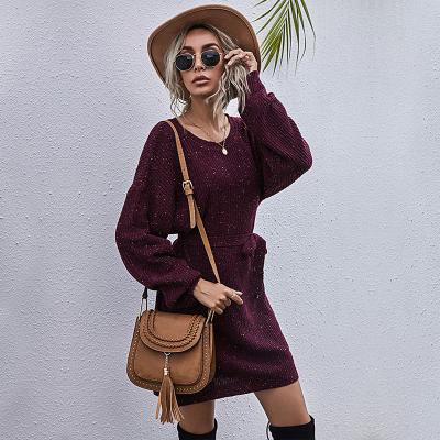 China Wholesale Anti-static Winter Long Sleeve Dresses Sweater Dress 2021 Winter Long Sleeve Knit Dress for sale