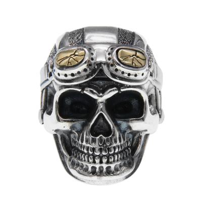 China 925 Sterling Silver Cool Ethnic Vintage Skull Ring For Men Punk Rock Soldier Rings With Adjustable Size Gothic Jewelry Free Shipping for sale