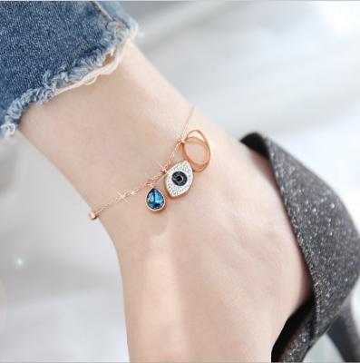 China CLASSIC Summer Stainless Steel Anklet Women Eyes Shaped Crystal Rhinestone Foot Chain for sale