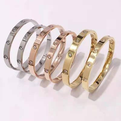 China Wholesale Fashion Brands Jewelry 316L Stainless Steel Bangle Rhinestone Bangle Quality CLASSIC Bracelet for sale