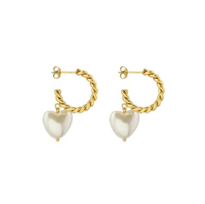 China CLASSIC Fashion Hemp Heart Bead Twist Earrings C Shape Stud Earrings Jewelry for sale