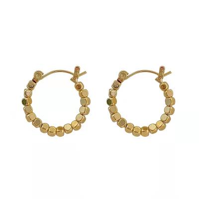 China CLASSIC Gold CCB Circle Earrings Ear Posts Retro Vintage Earrings Jewelry Custom Earrings for sale