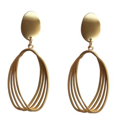 China 2021 New Arrival CLASSIC 925 Matt Gold Needle Silver High Quality Drop Earrings Oval Earrings Jewelry For Women for sale