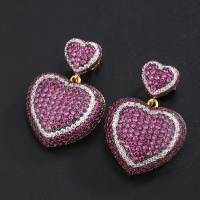 China Romantic Drop Earrings For Women Zircon Dangle Earring Love Heart Shape Crystal Earring Jewelry Gift for sale