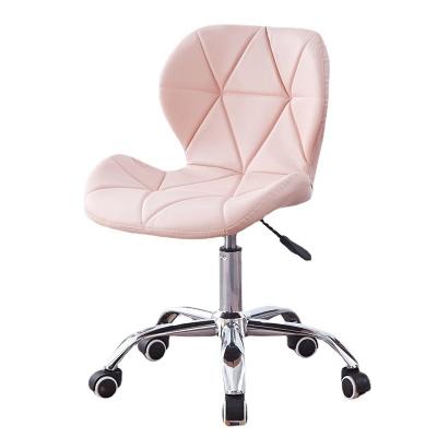 China Adjustable (height) Cheap Pink PU Leather Backrest Office Room Chair Rotating Office Chairs With Wheels for sale