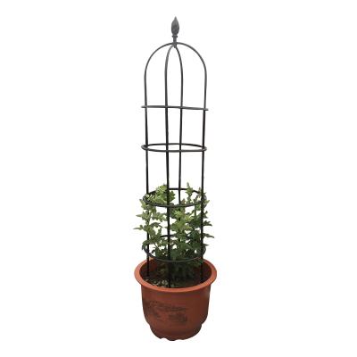 China Easily Assembled Outdoor Metal Plastic Coated Tower Round Garden Obelisk Trellis for sale