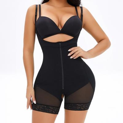 China Antibacterial Tummy Zipper Control Compression Suit Stomach Waist Trainer And Butt Lifter Slimming Women Body Shapers for sale