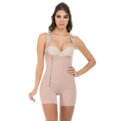 China Antibacterial Bodysuit Antibacterial Shapewear High Waist Bodysuit Butt Lift Tummy Control Backless Zipper Slimming Shapers For Women for sale