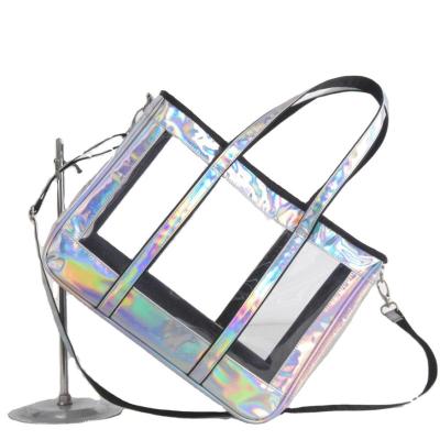 China Breathable PVC Soft Transparent Fashion Laser Pet Small Dog Cat Carrier Bag for sale