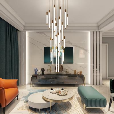 China Modern Villa Stairs LED Lighting Long Hanging Lamp Decoration Chandelier Dimmable Led Lights Hall Hanging Pendant Light commercial for sale