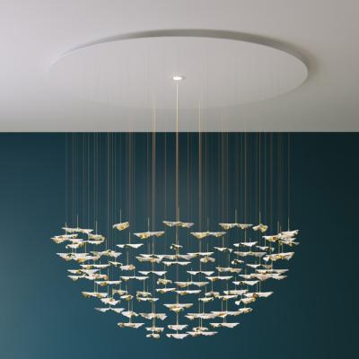 China 3d chandelier wall art lamp modern ceramic creative living room lamp luxury gold leaf art residential lighting for sale