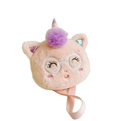 China Amazon Hot Sale Custom Cute Cartoon Plush Unicorn Kids Plush Backpack Wholesale Diagonal Toy Bag Fashion One Shoulder Bag for sale