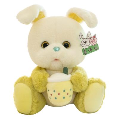 China Custom Wholesale Happy Plush Milk Tea Rabbit Plush Toys Amazon Explosive Stuffed Toys To Send Gifts For Children for sale