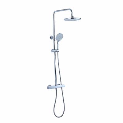 China Without Hand Brass Head Shower ABS Slide Bar Body Thermostatic Shower Faucet Set for sale