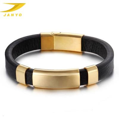 China Fashion Custom Adjustable Cuff Bracelet Logo Luxury Stainless Leather Leather Bracelet for sale