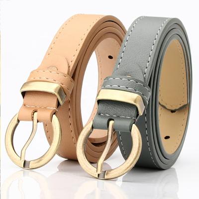 China Casual Hot Sale OEM Customize Fashionable Metal Buckle Solid Color PU Leather Women Waist Belt for sale