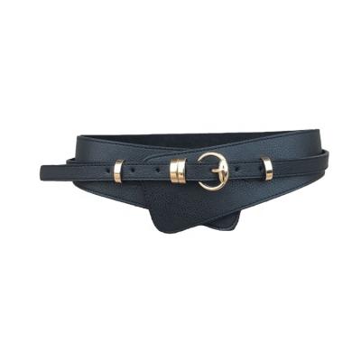 China Fashion women leather trim new multi black women wide irregular customized belt function leather waistband for sale