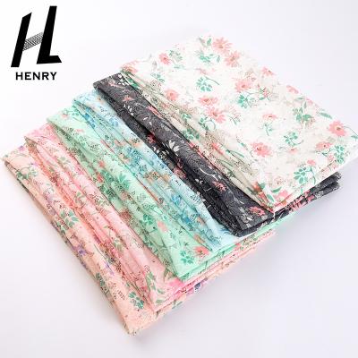 China China Factory Newest Design Custom Spring Viable 100% Polyester Floral Print Mesh Fabric For Lady Dress for sale