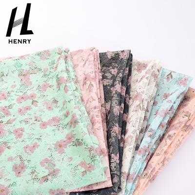 China New Factory Viable Popular Design Printing Soft 100% Polyester Hand Feeling Floral Pattern Mesh Fabrics For Summer Seasom Garment&Dress for sale