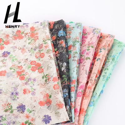 China Factory Price Cheapest New Products Viable Flower Design Printing Fancy 100% Polyester Tulle Mesh Fabric For Lady Dress and Garment for sale