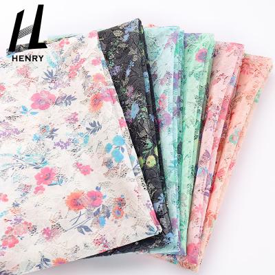 China Viable Factory Textile Material High Quality Eco-friendly 100% Polyester Floral Printing Digital Mesh Fabric For Beautiful Dress for sale